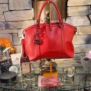 Gucci Red Leather Tote Bag